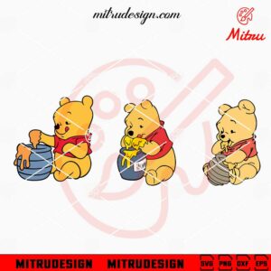 Pooh And Honey Pot Bundle SVG, Baby Winnie The Pooh SVG, PNG, DXF, EPS, Cricut