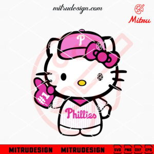 Pink Hello Kitty Philadelphia Phillies SVG, Kawaii Philly Baseball SVG, PNG, DXF, EPS, Cricut Files