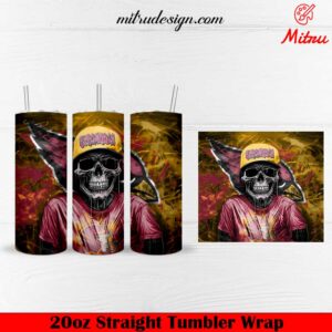 Arizona Cardinals Skull 20oz Skinny Tumbler Wrap PNG Instant Digital Download