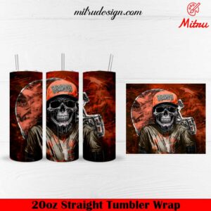 Cleveland Browns Skull 20oz Skinny Tumbler Wrap PNG Digital Download