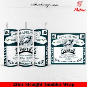Eagles Super Bowl Champion 20oz Skinny Tumbler Wrap PNG Design File