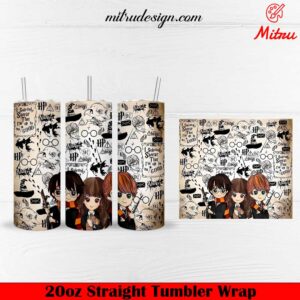 Harry Potter And Friends 20oz Skinny Tumbler Wrap PNG Digital Template