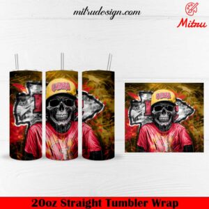 Kansas City Chiefs Skull 20oz Tumbler Wrap PNG Sublimation Designs