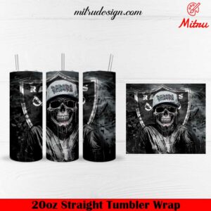 Las Vegas Raiders Skull 20oz Skinny Tumbler Wrap PNG Instant Download