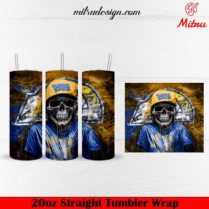 Los Angeles Rams Skull 20oz Skinny Tumbler Wrap PNG Sublimation Designs