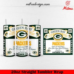 Packers King Of Football Four Time Super Bowl Champions 20oz Tumbler Wrap PNG Template