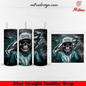 Philadelphia Eagles Skull 20oz Skinny Tumbler Wrap PNG Designs