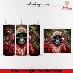 San Francisco 49ers Skull 20oz Skinny Tumbler Wrap PNG Digital Download