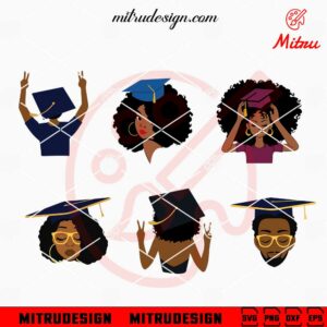 Afro Graduate Bundle SVG, African American Graduation SVG, PNG, DXF, EPS, For Cricut