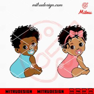 Baby African American SVG, Black Boy SVG, Afro Baby Girl SVG, PNG, DXF, EPS