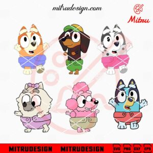 Baby Bluey Characters Friends Bundle SVG, Cute Bluey, Bingo, Muffin SVG, For Kids