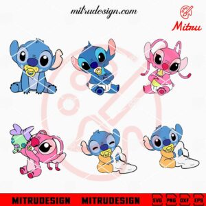 Baby Stitch Angel SVG, Cute Lilo And Stitch SVG, PNG, DXF, EPS, Cut Files