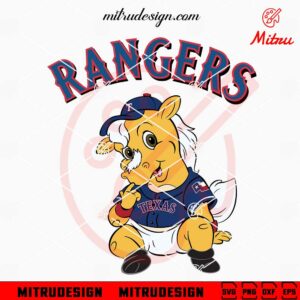 Baby Rangers Captain Mascot SVG, Cute Texas Rangers Horse SVG, PNG, DXF, EPS, Cricut