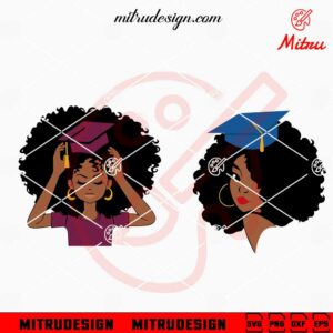 Black Girl Graduation SVG, Afro Woman Graduate SVG, PNG, DXF, EPS, For Cricut