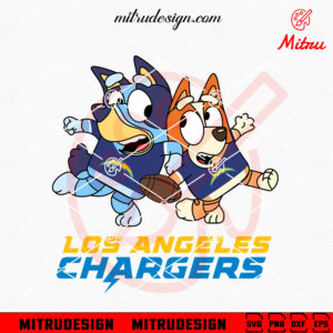 Bluey Los Angeles Chargers SVG, Bluey Bingo Chargers NFL SVG, PNG, DXF, EPS, Cricut