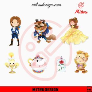 Cute Beauty And The Beast Bundle PNG, Belle Princess PNG, Design Download