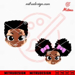 Cute Vitiligo Black Kids Face SVG, African American SVG, Juneteenth SVG, Little Afro SVG