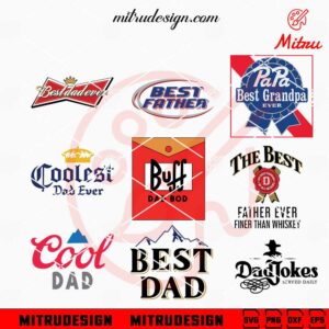 Dad Beer Logo Bundle SVG, Cool Dad SVG, Best Dad Beer SVG, Dad Bod SVG
