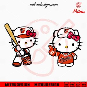 Hello Kitty Baltimore Orioles SVG, PNG, DXF, EPS, Digital Download