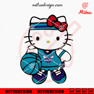 Hello Kitty Charlotte Hornets SVG, Cute Kitty NBA Hornets SVG, PNG, DXF, EPS, Digital Download