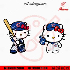 Hello Kitty Chicago Cubs SVG, PNG, DXF, EPS, Cutting Files