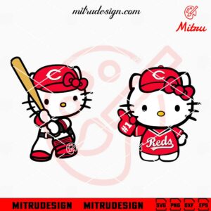 Hello Kitty Cincinnati Reds SVG, PNG, DXF, EPS, Design Download