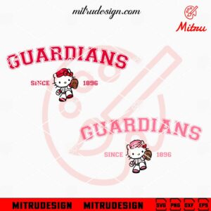 Hello Kitty Cleveland Guardians Since 1896 SVG, Funny Guardians Baseball SVG, PNG, DXF, EPS