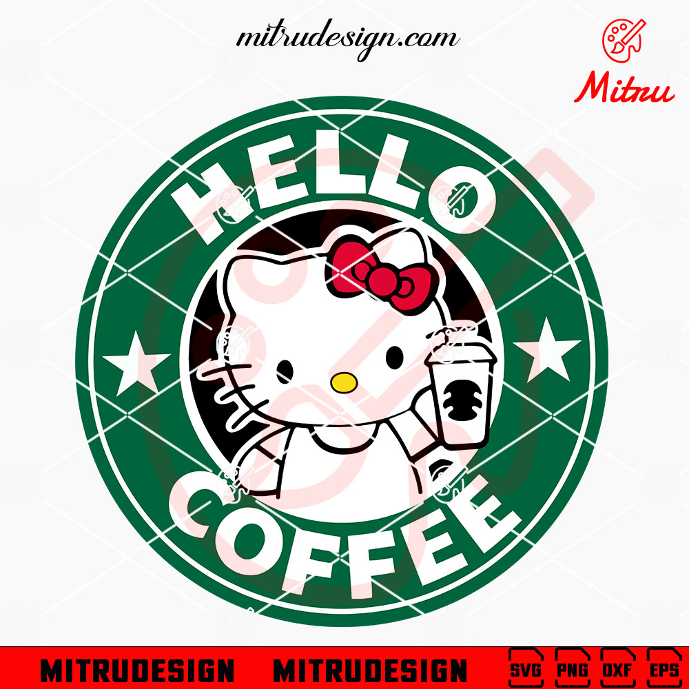 Hello Kitty Starbucks Coffee SVG, PNG, DXF, EPS, Cricut - mitrudesign.com