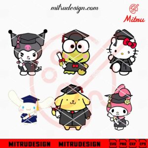 Hello Kitty Friends Graduation SVG, Sanrio Characters Graduation SVG, PNG, DXF, EPS