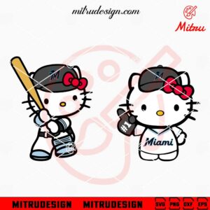 Hello Kitty Miami Marlins SVG, PNG, DXF, EPS, Instant Download