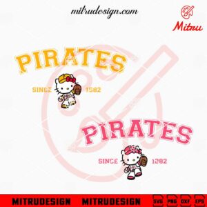 Hello Kitty Pirates 1882 SVG, Pittsburgh Pirates Kitty SVG, PNG, DXF, EPS, Digital Download