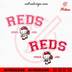 Hello Kitty Reds 1881 SVG, Cincinnati Reds Kitty SVG, PNG, DXF, EPS, Cutting Files