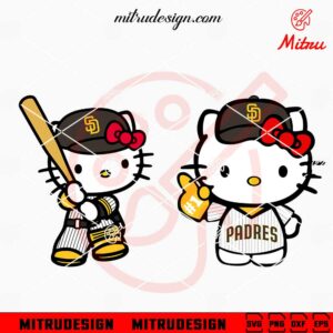 Hello Kitty San Diego Padres SVG, Cute Kitty Padres Baseball SVG, PNG, DXF, EPS, Cut Files