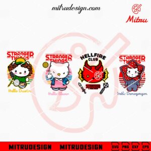 Hello Kitty Stranger Things SVG, Eleven SVG, Hello Demogorgon SVG, PNG, DXF, EPS, Shirt