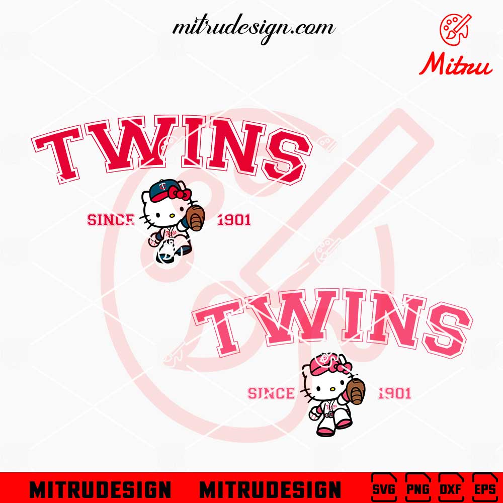 Hello Kitty Twins Since 1901 SVG, Minnesota Twins Kitty SVG, PNG, DXF ...