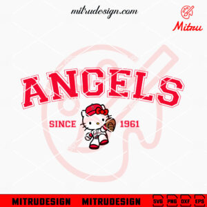 Hello Kitty Los Angeles Angels 1961 SVG, Cute Angels Baseball SVG, PNG, DXF, EPS, Files
