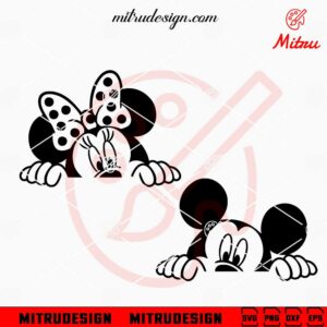 Mickey Minnie Peeking Free SVG, Disney Mouse Face SVG, Cute SVG, PNG, DXF, EPS, For Kids