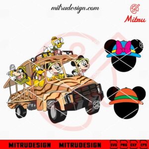Mickey Mouse And Friends Safari Car SVG, Animal Kingdom SVG, PNG, DXF, EPS, Files