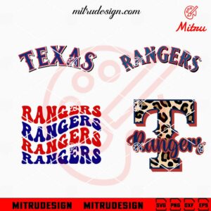 Texas Rangers Bundle SVG, Retro Rangers Baseball SVG, Rangers Leopard Logo SVG, For Shirt