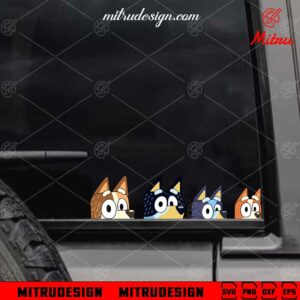 Bluey Family Car Sticker SVG, Bluey Cartoon Decal SVG, PNG, DXF, EPS, Files