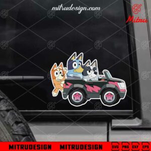 Bluey Muffin Car SVG, Funny Bluey Friends SVG, PNG, DXF, EPS, Car Sticker