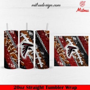 Atlanta Falcons Glitter 20oz Skinny Tumbler Wrap PNG Design Template
