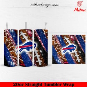 Buffalo Bills Glitter 20oz Skinny Tumbler Wrap PNG Designs