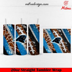 Carolina Panthers Glitter 20oz Straight Skinny Tumbler Wrap PNG File
