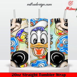 Donald Duck Face 20oz Skinny Tumbler Wrap PNG Graphic Designs
