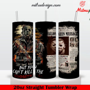 Michael Myers Halloween News Paper 20oz Skinny Tumbler Wrap PNG Instant Download