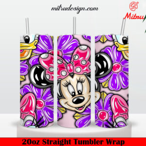 Minnie Mouse Face 20oz Skinny Tumbler Wrap PNG Sublimation Download Files