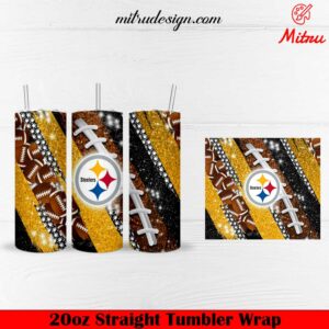 Pittsburgh Steelers Glitter 20oz Skinny Tumbler Wrap PNG Sublimation File