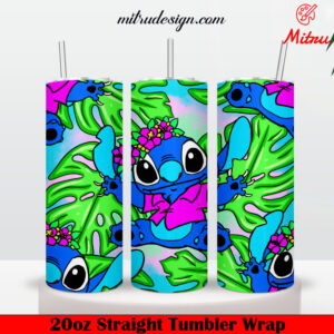 Stitch 20oz Skinny Tumbler Wrap PNG Templates Digital Download