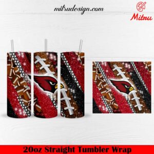 Arizona Cardinals Glitter 20oz Skinny Tumbler Wrap PNG Designs